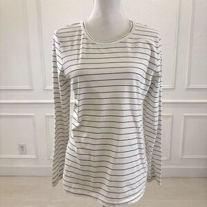 Nordstrom Womens Long Sleeve Striped Crew‎ Neck T Shirt Top Size L